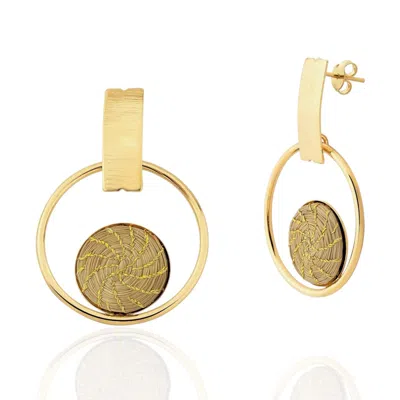 FETUTTI JEWELRY WOMEN'S IRIS GOLDEN GRASS DROP CIRCLE EARRINGS