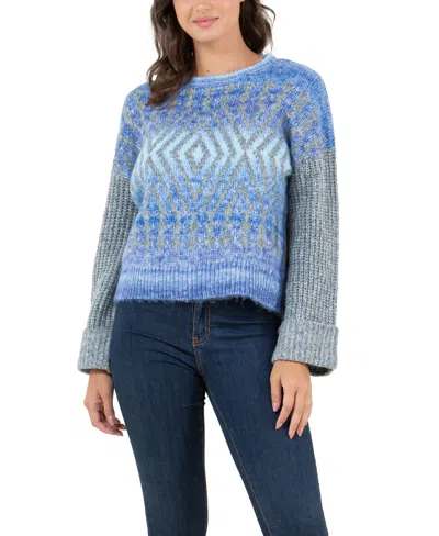 FEVER WOMEN'S AZTEC DESIGN SWEATER WITH CUFF SLEEVE