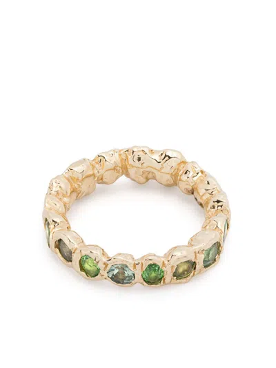 FIE ISOLDE 14K YELLOW GOLD ALPHA SAPPHIRE AND TSAVORITE RING