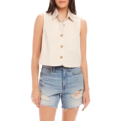 FIFTEEN TWENTY FIFTEEN TWENTY ADDISON CROP SLEEVELESS BUTTON-UP SHIRT