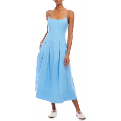 FIFTEEN TWENTY FIFTEEN TWENTY JESSA PLEATED LINEN BLEND MIDI SUNDRESS