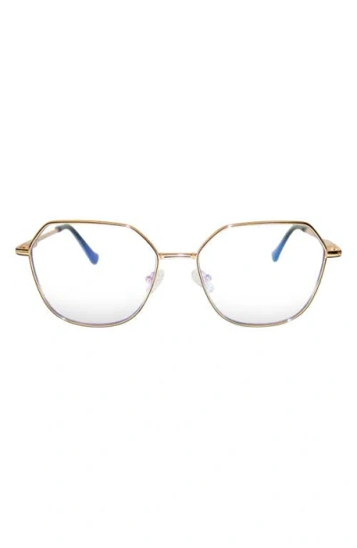 FIFTH & NINTH FIFTH & NINTH SELENA 54MM GEOMETRIC BLUE LIGHT BLOCKING GLASSES