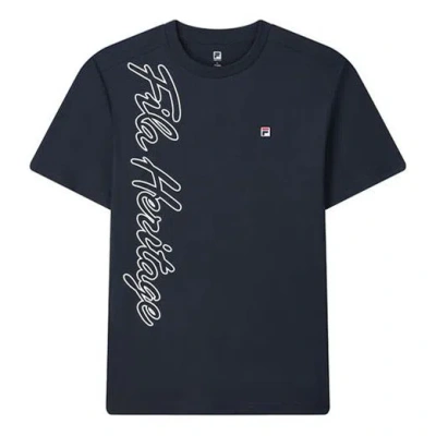 FILA FILA Alphabet Printing Knit Short Sleeve Blue