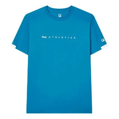 FILA FILA Athletics Round Neck Pullover Casual Sports Short Sleeve Blue