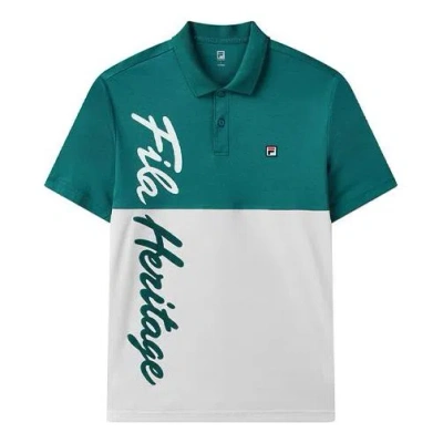 FILA FILA Contrasting Colors Alphabet Printing Tennis Short Sleeve Polo Shirt Green