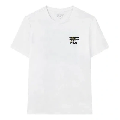 FILA FILA Funny Logo Printing Sports Round Neck Short Sleeve White