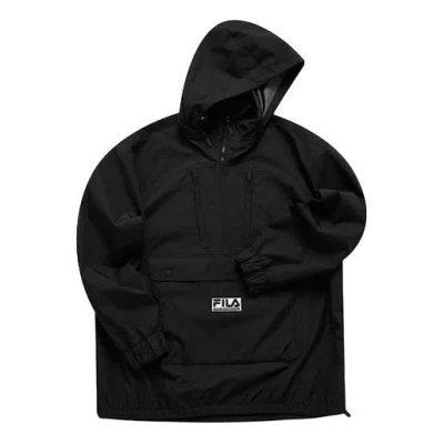 FILA FUSION FILA FUSION x White Mountaineering Crossover Solid Color Half Zipper Pullover Woven Black