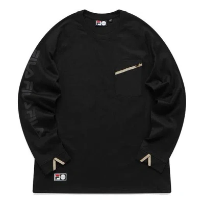FILA Fila Logo Print Sport Loose Knit Long Sleeve Top 'Black'