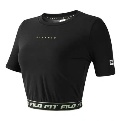 FILA (WMNS) FILA Alphabet Printing Yoga Gym Short Sleeve Top 'Black'