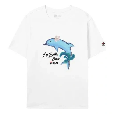 FILA (WMNS) FILA Dolphin Printing Casual Sports Short Sleeve White