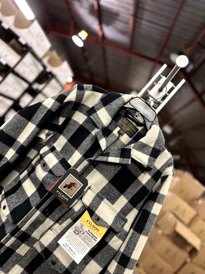 FILSON CC FILSON BLACK PLAID WOOL MACKINAW CRUISER MENS MEDIUM OUTDOOR FLANNEL $495