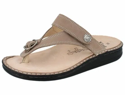 FINN COMFORT FINN COMFORT ALEXANDRIA SOFT DAMEN ZEHENSTEGSANDALE PANTOLETTE BEIGE/NUBUK