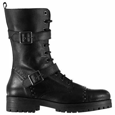 FIRETRAP FIRETRAP HATTI BIKER BOOTS LADIES RUGGED LACES FASTENED ZIP ANKLE HIGH STRAP