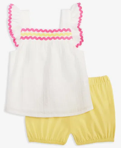 FIRST IMPRESSIONS BABY GIRLS COTTON CLIP-DOT TOP & BLOOMER SHORTS, 2 PIECE SET, EXCLUSIVELY AT MACY'S