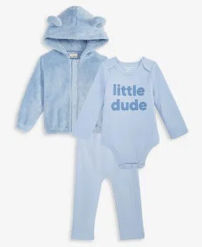 FIRST IMPRESSIONS BABY HOODED FAUX SHERPA JACKET LITTLE DUDE BODYSUIT BRUSHED RIB PANTS MACYS EXCLUSIVE