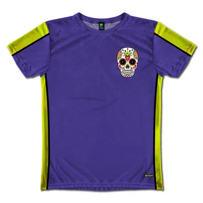 FISHIRT MEN'S SPORT T-SHIRT L.A. MUERTOS MEXICAN SKULL GRAPHIC - PURPLE