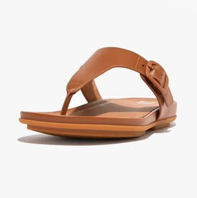 FITFLOP FITFLOP GRACIE FT9-592 SANDALS WOMEN'S LIGHT TAN LEATHER TOE-POST RUBBER-BUCKLE