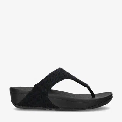 FITFLOP FITFLOP LULU FZ3-231 TOE-POST SANDALS WOMEN'S BLACK GEO-WEBBING SLIP ON SLIPPERS