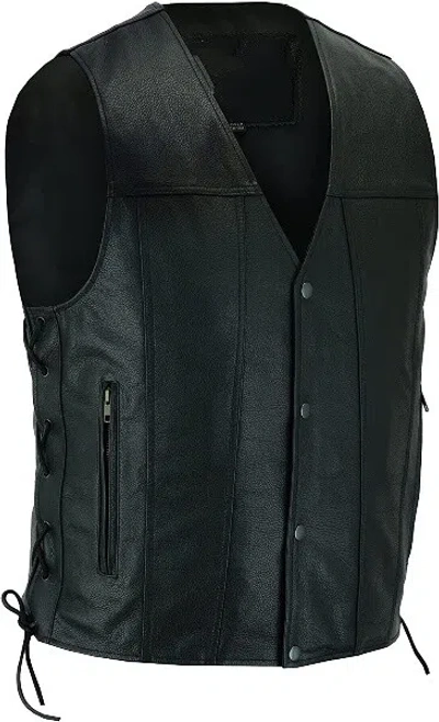 F$L HERREN LAMMLEDER WESTE WESTERN WESTE MANTEL KLASSISCH SCHWARZ JACKE -MVK01