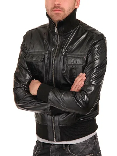F$L HERREN LEDERJACKE SLIM FIT BIKER MOTORRAD ECHT LAMMLEDER JACKE - MJ0023
