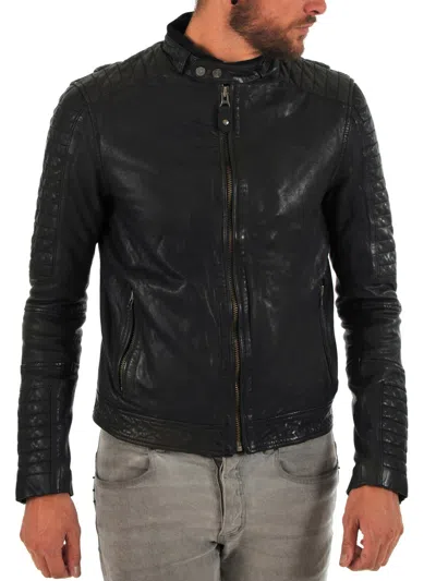 F$L HERREN LEDERJACKE SLIM FIT BIKER MOTORRAD ECHT LAMMLEDER JACKE - MJ0025