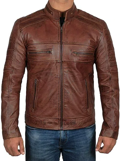 F$L HERREN LEDERJACKE SLIM FIT BIKER MOTORRAD ECHT LAMMLEDER JACKE -MJK50