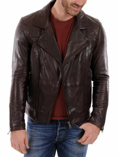 F$L HERREN MOTORRAD BROWN LAMMLEDER JACKE MANTEL OUTWEARLINIE JACKEN -798