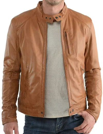 F$L HERREN MOTORRAD BROWN LAMMLEDER JACKE MANTEL OUTWEARLINIE JACKEN -MJK33