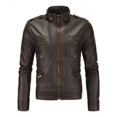 F$L HOMME VÉRITABLE CUIR D'AGNEAU WESTE STYLISHE MOTO SLIM FIT WESTE MOTARD - 220