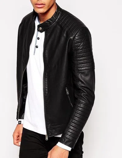 F$L NEU HERREN LEDERJACKE SLIM FIT BIKER MOTORRAD ECHTLEDER MANTEL -1092