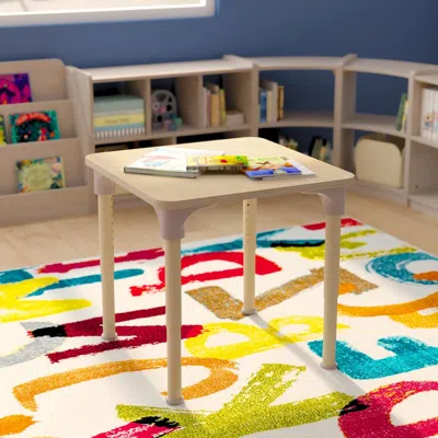 FLASH FURNITURE 24 IN. BRIGHT BEGINNINGS SQUARE COMMERCIAL GRADE WOODEN ADJUSTABLE HEIGHT CLASSROOM ACTIVITY TABLE -
