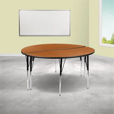 FLASH FURNITURE 60 IN. CIRCLE WAVE FLEXIBLE THERMAL LAMINATE ACTIVITY TABLE SET WITH STANDARD HEIGHT ADJUSTABLE LEGS
