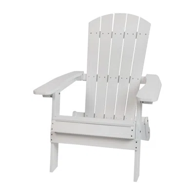 FLASH FURNITURE ALL-WEATHER POLY RESIN INDOOR/OUTDOOR FOLDING ADIRONDACK CHAIR IN WHITE