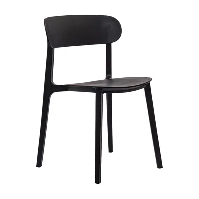 FLASH FURNITURE DOVER STACKING PATIO CHAIR WITH CURVED BACKREST IN BLACK