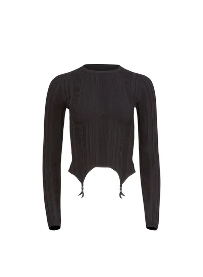 FLEUR DU MAL RIB LONG SLEEVE GARTER TOP