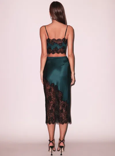 FLEUR DU MAL SILK & LACE SCALLOP MIDI SKIRT