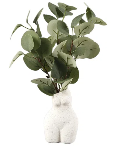 FLORA BUNDA FLORA BUNDA 14IN SILVER DOLLAR IN CERAMIC VASE