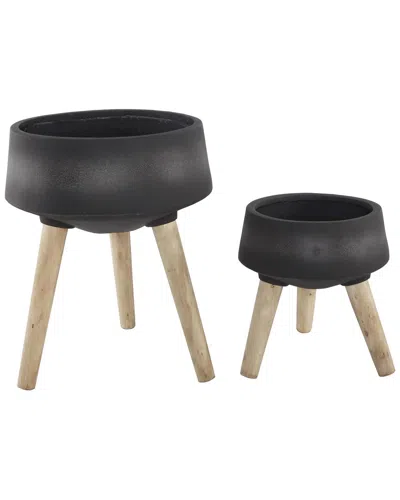 FLORA BUNDA FLORA BUNDA 15IN & 11.5IN FIBERGLASS POT ON LEGS, SET OF 2