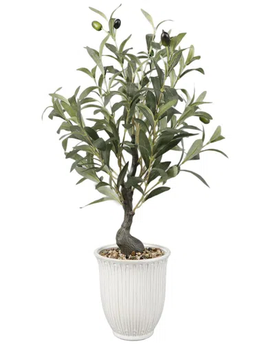 FLORA BUNDA FLORA BUNDA 25.5IN OLIVE TREE IN TEXTURE CERAMIC PLANTER