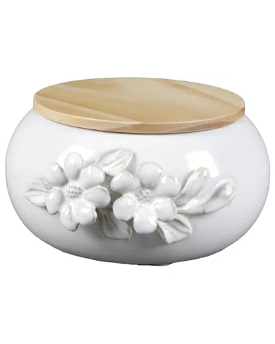 FLORA BUNDA FLORA BUNDA 5.52IN CERAMIC FLOWER CANDLE WITH WOOD LID - PEONY
