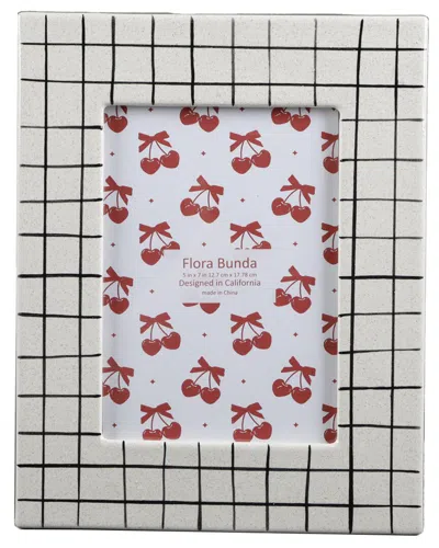 FLORA BUNDA FLORA BUNDA 5X7 CHECKER LINE CERAMIC PHOTO FRAME