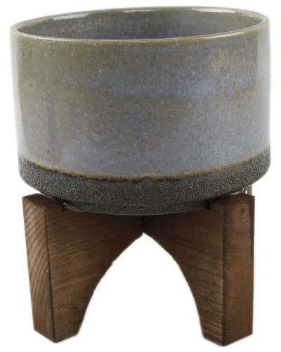 FLORA BUNDA FLORA BUNDA 7IN LAVA CERAMIC ON WOOD STAND