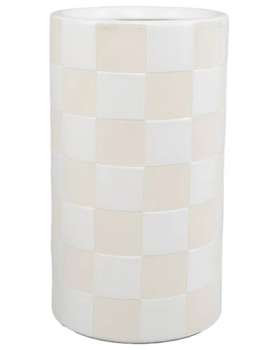 FLORA BUNDA FLORA BUNDA 8.5IN CHECKER CERAMIC VASE