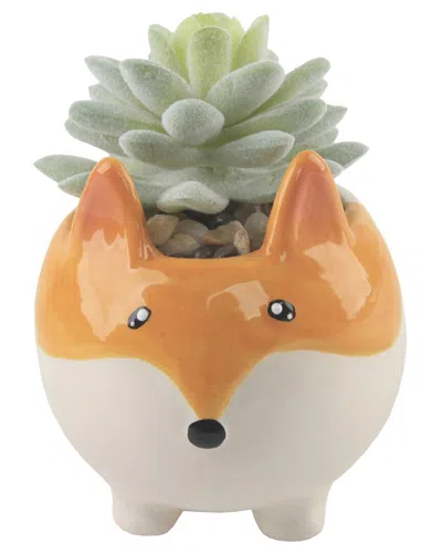 FLORA BUNDA FLORA BUNDA FAUX SUCCULENT IN LARGE FOX CERAMIC PLANTER