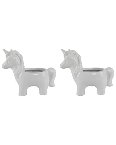 FLORA BUNDA FLORA BUNDA SET OF 2 CERAMIC UNICORN POTS