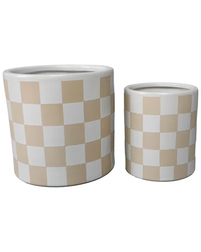 FLORA BUNDA FLORA BUNDA SET OF 2 CHECKER PLANTERS