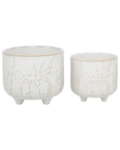 FLORA BUNDA FLORA BUNDA SET OF 2 DANDELION FOOTED CERAMIC PLANTERS