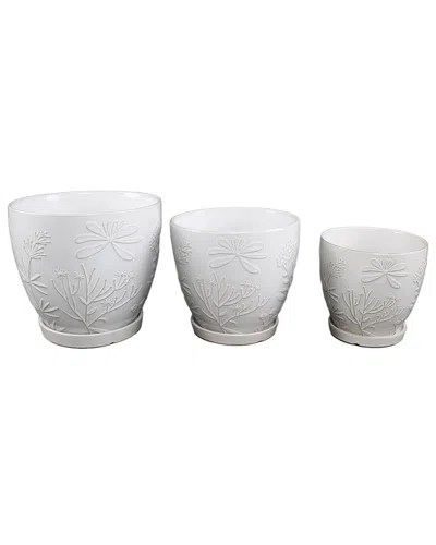 FLORA BUNDA FLORA BUNDA SET OF 3 JUNGLE FLOWERS CERAMIC POTS