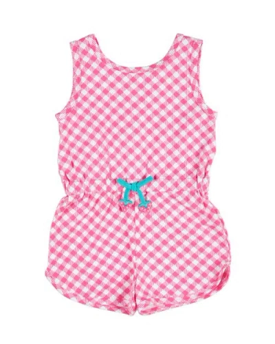 FLORENCE EISEMAN FLORENCE EISEMAN GINGHAM PRINT KNIT ROMPER WITH STRAWBERRIES