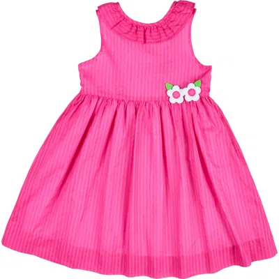 FLORENCE EISEMAN FLORENCE EISEMAN SHIMMER STRIPE LAWN DRESS WITH FLOWERS